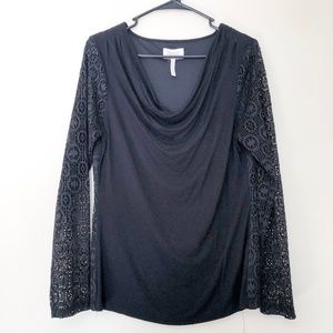 Laundry by Shelli Segal Crochet Sleeve Blouse